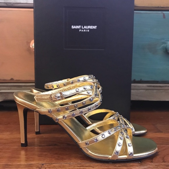 Saint Laurent Crystal Studded Sandal NEW - Picture 2 of 8